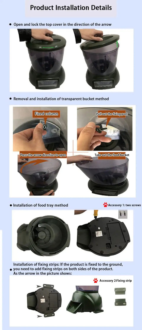 Installation guide for Massive 4.5 Liter Automatic Pond Fish Feeder Built Like A Tank With Smart Timer Control.