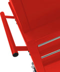 Heavy Duty 6 Drawer Rolling Tool Chest With Lockable Mobile Cabinet For Garage Workshop Rock Solid Steel Frame Smooth Caster Wheels And Deep Drawers For Sockets Wrenches And Gear Slick Red Finish top view of handle and drawer