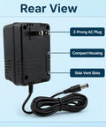 Rear view of 12V AC Power Adapter Replacement For 12V Devices 120V 60Hz Input 12VAC Output 700mA To 1000mA K12 700 Plug In Class 2 Transformer