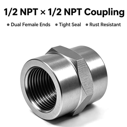 Badass Heavy Duty Two Pack One Half Inch Hex Coupling Npt Female To Female Pipe Connector 304 Stainless Steel Rust Resistant Adapter