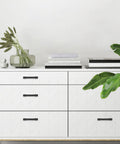 White dresser with 10 Pack Five Inch Matte Black Cabinet Handles Knurled Drawer Pulls For Cabinets Closets Drawers Dressers Doors And Kitchen Furniture Hardware Great For DIY Upgrades And Modern Home Renovations With Durable Finish And Easy Installation.