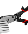 Five Blade Sheet Metal Crimping Tool For HVAC Pipes And Stove Vents, heavy duty hand crimper in action on metal, rubber handle