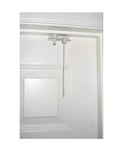 Deluxe Kid Safe Door Top Lock For One And Three Eighths Inch Interior Doors, beige lock installed on interior door with wand
