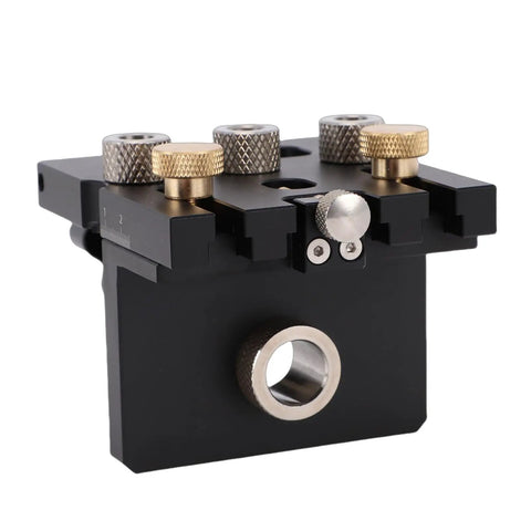 Heavy Duty Aluminum Woodworking Doweling Jig Kit Adjustable Drilling Guide Fixture with rugged steel bushings for accurate hole placement.
