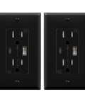 Upgraded 2 Pack USB Wall Outlet Charger 3.6A Total 5V USB Ports 15A Duplex Tamper Resistant Receptacles UL Listed Light Almond Finish