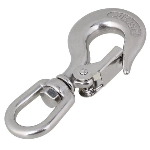 Bulletproof 304 Stainless Steel Swivel Eye Lifting Hook With 360 Degree Spin And Round Loop For Heavy Haul Rigging Mining Work Construction Sites Handles Up To 150 Kilos Easy, showcasing durable finish.