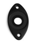 Fresh Curved Oval Guitar Output Jack Socket Plate With Sleek Black Finish And Included Mounting Screws For Les Paul Jackson Bass Rig, flat view