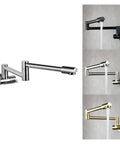 GAZOGJ Faucet, Brass Kitchen Faucet Tap Wall Mount Single Cold Single Hole Mixer Rotate Fold Faucet Chrome,1-I, multi-angle view, chrome finish.