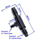 Reducing Tee Barb Connector Kit From 3/8 Inch To 1/4 Inch Garden Hose Splitter For Greenhouse Drip Irrigation Fittings No Fuss Durable 200 Pcs Easy Install Quick Setup black plastic tee, 68mm