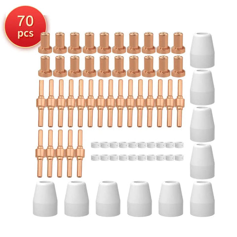 70 Piece Consumables Kit For Cut50 Plasma Cutter Pro Grade Upgrade Pack with nozzles electrodes shields tips arrayed