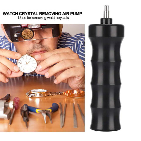 Precision Watch Crystal Removal Pro Grade Air Pump Tool with ergonomic grip and watchmaker using tools for repair
