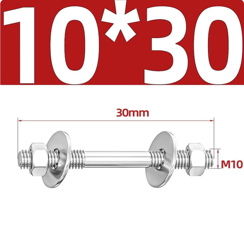 Stainless Steel Threaded Rod Connector Kit 2 Pack With Double Ended Studs For Through Mounting And Spacing M10 304 Grade shown in 30mm size
