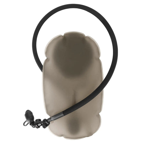 Go-To Hydration Bladder 1.5L 2L 3L with TPU Leakproof Water Reservoir, grey bladder with black drinking tube, top view