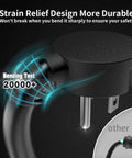Close-up of Flat Plug Extension Cord 6 Feet Heavy Duty 14 Gauge 3 Prong Grounded Indoor Outdoor showing strain relief design.