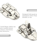 10 Pack Metal Duck Billed Box Hasp Lock Toggle Latch Catch Built Tough In Antique Silver Finish shown in open and closed views