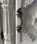 Side view of Five Piece Antique Bronze Drawer Handle Set 6.61 Inch Vintage Cabinet Pulls on white decorative furniture