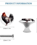 Rooster Cabinet Knob Stainless Steel Round Drawer Pulls For Kitchen Cabinets And Dressers shown with measurements and screw