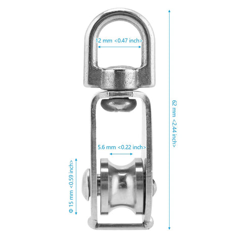 Heavy Duty Single Pulley Block Kit For Lifting And Hanging, 304 Stainless Steel Wire Rope Pulley Wheel, M15 Roller Pulley, Rust Resistant Roller, 20 Pack, 62 mm
