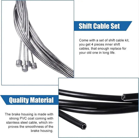 Shifter Cable Kit For Bikes 30 Piece Complete Set With Stainless Steel Inner Wires In 1.55m And 2.1m Plus 2m Housing detailed view