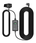 OBD Hardwire Power Cable With LED Screen, 10ft USB C, 3 Gear Shifting, Low Voltage Protection For Parking Mode, 24/7 Parking Surveillance, Works With All Dash Cams visible with coiled black cable and connectors.