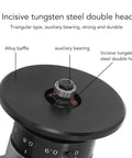 Close-up of the incisive tungsten steel double head on the Bewinner Portable Mini Pneumatic Chamfering Tool.