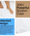 Premium Non Slip Bath Mat With Power Traction Suction Cups That Stay Locked For Stable Bathtub Floor Liner Featuring Rapid Moisture Escape Panels And No Fuss Cleanup Style In Crisp White Dimension Thirty Five By Sixteen with 300 suction cups