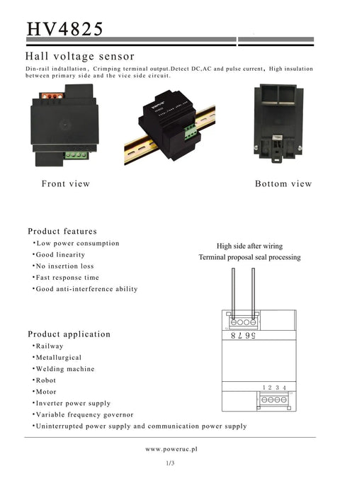 Heavy Duty High Voltage Sensor Module HV4825 Steps Down 50 To 500 Volts To Clean 5 Volt Output For Zero Hassle Circuit Testing and Solid Performance On Every Build Real Deal Hardware, front and bottom views.