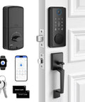 Image of Super Slick Smart Door Lock Handle Set Delivering Breezy No Fuss Keyless Entry With Fingerprint Scan App Control For Bedroom