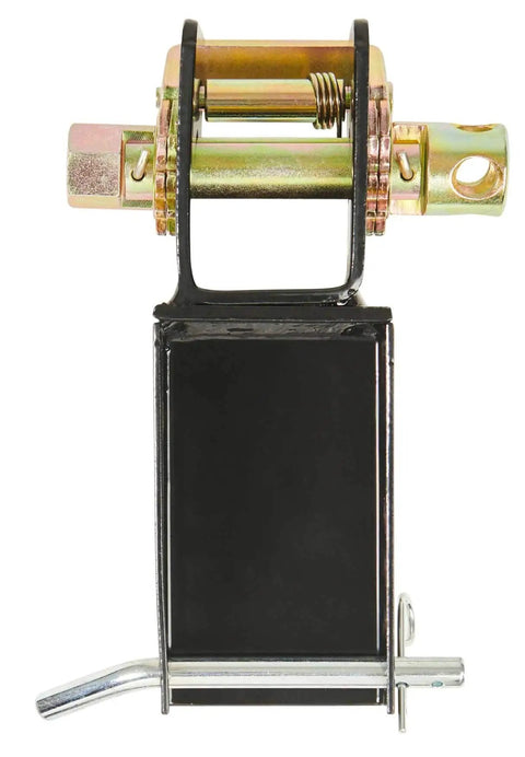 2 Inch Stake Pocket Tow Dolly Winch Lashing Kit Beefed Up Heavy Duty Flatbed Tie Downs 4 Pack Fits 2x4 Stakes 3333 Lbs Working Load Limit 10000 Lbs Break Strength Works With 2 Inch Webbing, showing top view of winch and black frame.