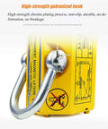 Heavy Duty Magnetic Lifter Featuring Rock Solid 1320lb Pull Strength With A Smooth Rotating Grip For No Sweat Steel Plate Handling During Tough Industrial Metal Crane Hoist Projects, showing galvanized hook detail.