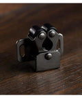 Antique Copper Cabinet Door Roller Catches With Double Latches, Striker And Mounting Screws on wooden surface