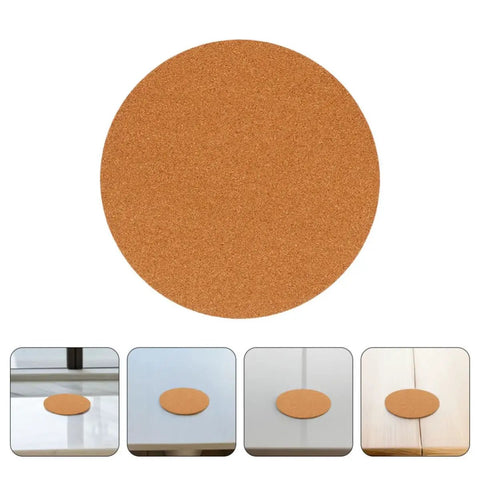 Round Cork Coasters And Pot Saucers 2 Pack For Drinks And Plants, Absorbent Natural Cork Pads With No Mess No Fuss, Scratch Prevention, Reusable And Easy Maintenance For Patio And Diy Crafts. Round natural cork coaster shown with use on table and plant pot surface.