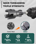Vorhixa 2Pcs Pipe Threading Tool For Electric Drill with 40Cr threader design showcasing strength and carbon steel quality.