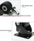 Close-up of Slick Hardcore Heavy Duty Twin Wheel Casters 3 Inch Swivel Nylon Caster Kit with brake showing nylon wheel and steel bearing.