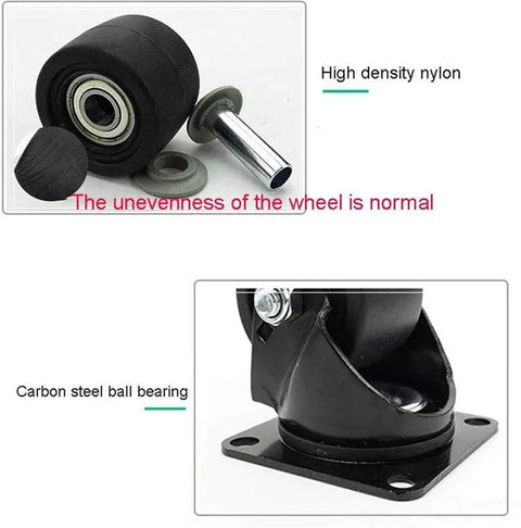 Image of Nylon Swivel Casters With Rock Solid Locking Brakes And Super Silent Glide, showing high density nylon wheel and carbon steel bearing.