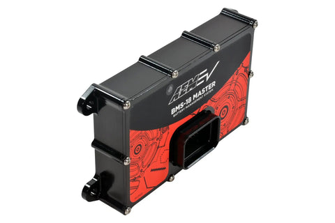 Professional Battery Management System Master Unit managing up to eighteen cells and three thermistors, black and red design.