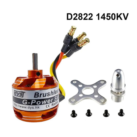 D2822 Brushless Outrunner Motor 1450KV with 3.17mm shaft and 3.5mm banana plug adapters for RC UAVs