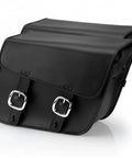 Universal Black Synthetic Leather Throw Over Motorcycle Saddlebags With Quick Release Buckles Waterproof Durable Panniers
