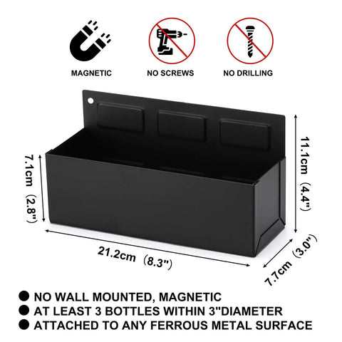 Magnetic Aerosol Can Holder For Garage And Workshop, Heavy Duty Steel Construction, open design for three 3-inch cans, 8.3 x 3 inches