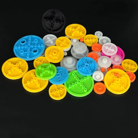 50Pcs Plastic Belt Pulleys Set For RC Cars, Trucks, Boats, Drones And Robots, 2mm Bore, Variable Diameters From 5mm To 48mm