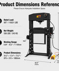 Beefy 50 Ton Air Hydraulic Shop Press With Foot Pedal Heavy Duty H Frame Hydraulic Press Machine Adjustable Height Bearing Press For Garage Automotive Repair And Industrial Workshop Use dimensions reference, 73.2 in tall