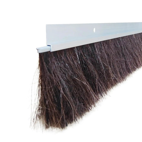 Top Shelf Heavy Duty Horsehair Garage Door Brush Seal 36 Foot Length with aluminum housing and horsehair bristles.