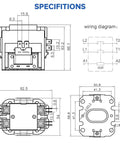 Technical diagram of Two Pole 40 Amp 24 VAC Definite Purpose Contactor for your AC unit condenser and compressor with measurements.
