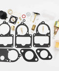 Carburetor Rebuild Kit For VW Solex Brosol Bocar 28 PICT To 34 PICT-3 with gaskets, cutoff valve, and float components displayed