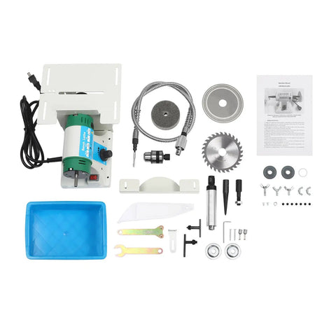 750W 5-in-1 Bench Grinder Polisher With Variable Speed Motor, complete set with tools and accessories for DIY projects.
