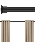 Heavy Duty Tension Curtain Rod For Windows 42 To 123 Inches, Spring Loaded No Drill Install, Renter Friendly Black Rod with curtains