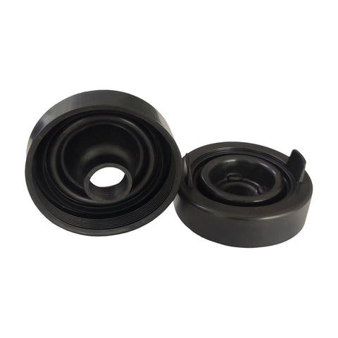 Two Pack Headlight Dust Caps For Cars Trucks And SUVs Heavy Duty Rubber Sealing Dust Covers shown from top and side view