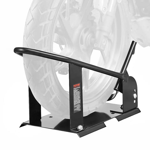 Heavy Duty Motorcycle Wheel Chock With 1800 Lb Capacity Durable Steel Front Tire Bracket Three Adjustable Holes Fits 15 To 21 Inch Wheels Works With Off Road And Street Bikes