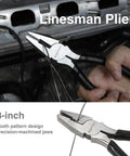 Versatile Pliers Set For DIY Home Maintenance Including 8 Inch Needle Nose Pliers, 8 Inch Diagonal Cut Pliers, 8 Inch Slip Joint Pliers, And 7 Inch Lineman Pliers For Precise Grips And Everyday Wire Cutting with 8-inch tooth pattern design.