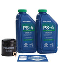 Full Synthetic 5W50 Powersports Oil Change Kit with oil filter and drain plug washer for 4 cycle engines displayed